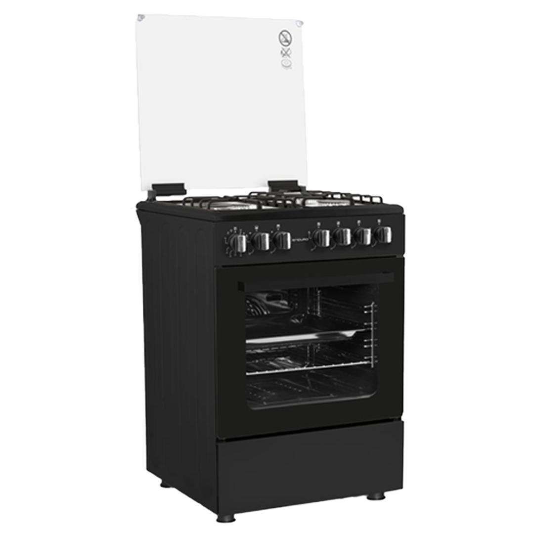 CUISINIERE ENDURO 4FEUX 6X60 A GAZ DOUBLE BOUTTON NOIR E