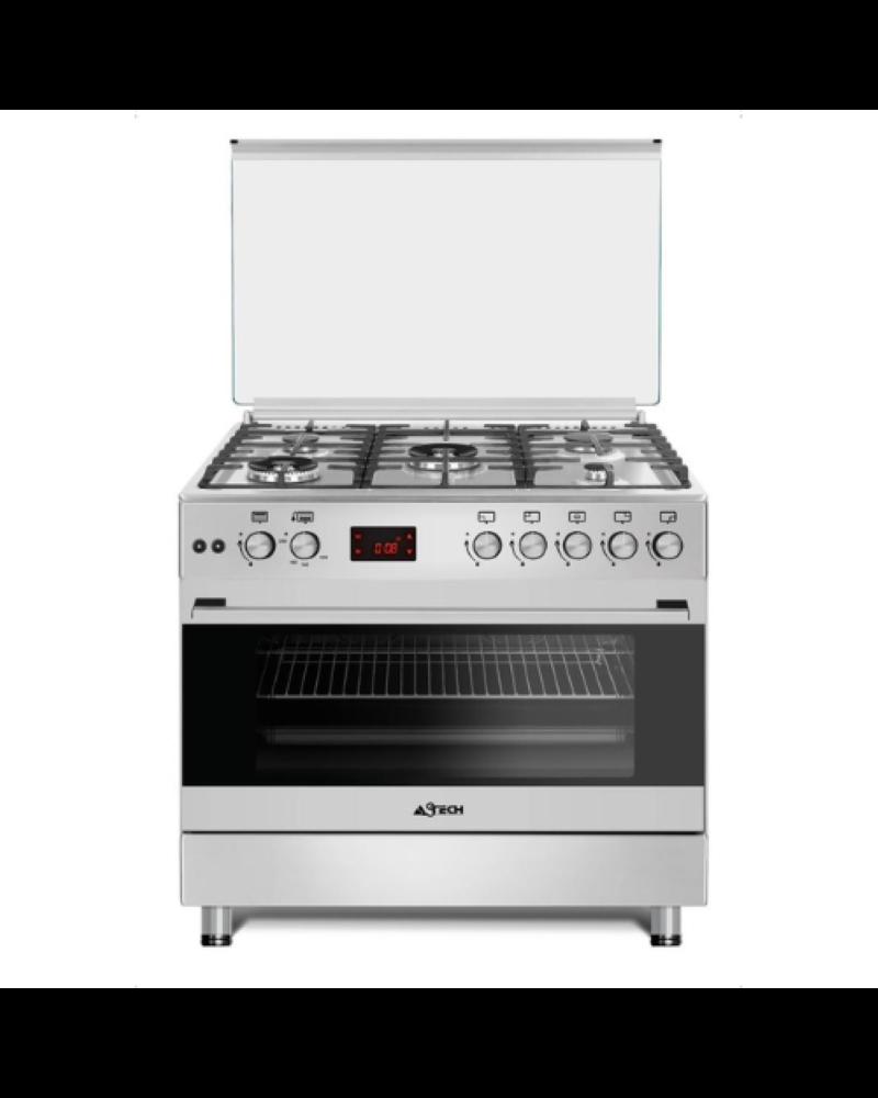 CUISINIERE ASTECH 5FEUX 90X60 FULL OPTION GRIS J